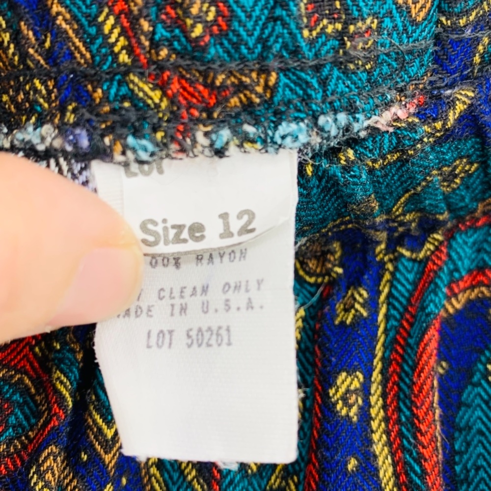 Vintage Paisley Midi Skirt 100% Rayon - Picture 3 of 4